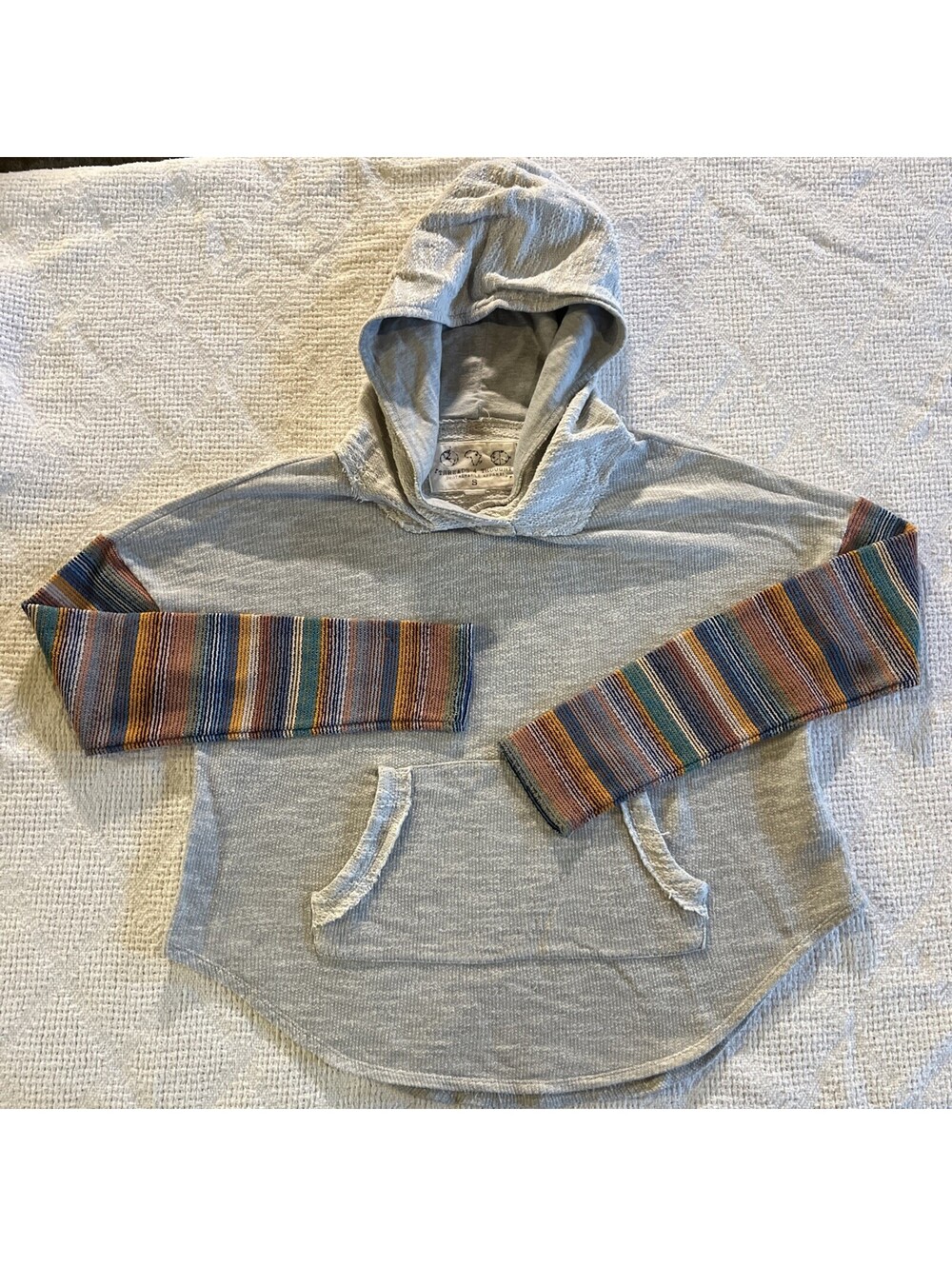 Threads 4 Thought Hoodie S Organic Cotton Striped Sleeves Oversized Boho